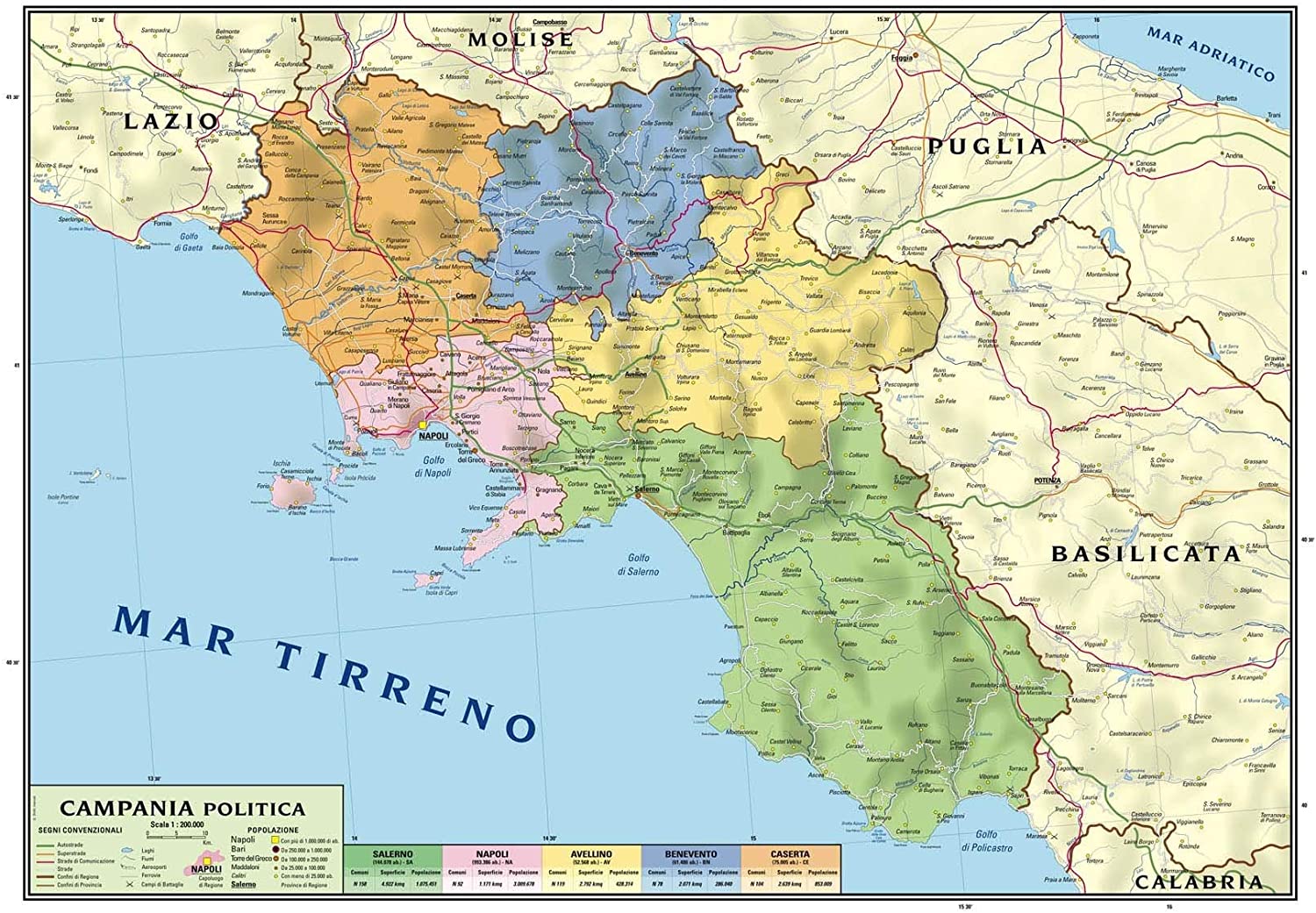 Cartina Geografica Regionale Campania - Molise
